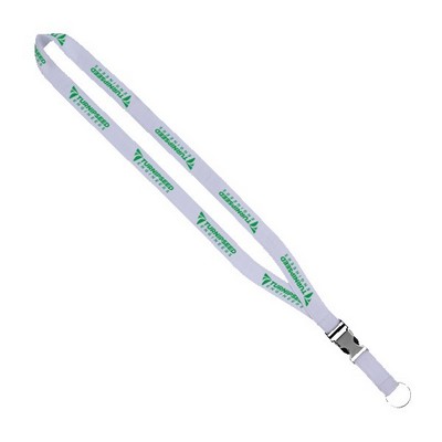 IMPORT 3/4" Polyester Lanyard with Woven Ribbon and Metal Slide Buckle
