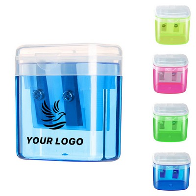 Dual Holes Pencil Sharpener With Lid