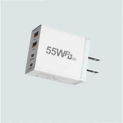 55W 4-Port USB-C Charging Block for Fast Charging Devices
