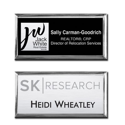 The Athena Executive full color metal name badge 1 1/2" X 3"