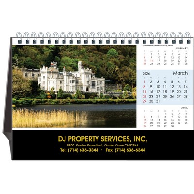 Travel Destination 2026 Desktop Calendar w/Foil Stamped Hardboard Easel