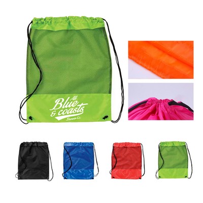 Drawstring Mesh Nylon Backpack