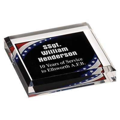 3.75" x 3.75" Stars & Stripes Marbleized Acrylic Paperweight