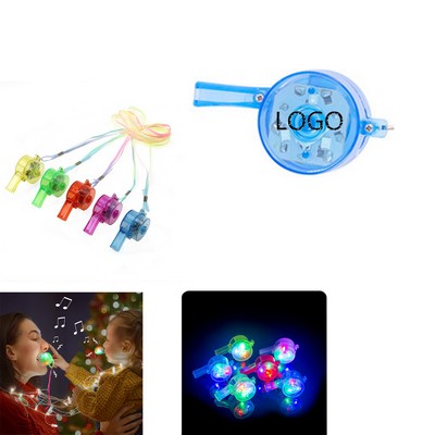 Led Light Up Glow Whistles With Lanyard Necklace