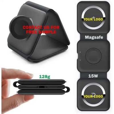 15W Fast Charging Foldable 3 in 1 Magnetic Wireless Charger