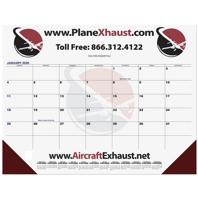 Blue & Black Calendar Desk Pad w/Two Color Imprint (21¾" x 17")