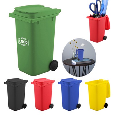 Desktop Trash Can Pen Holder with Lid