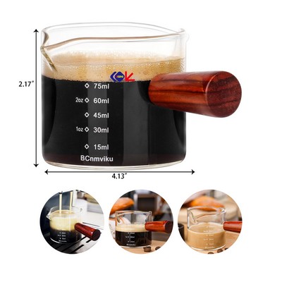 Double Spouts Measuring Wood Handle Milk Cup