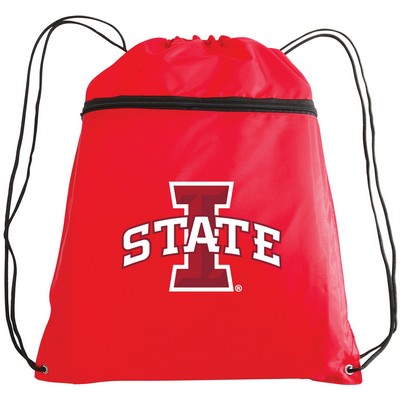 Drawstring Backpack w/ Zipper Front Pocket - 14"x19"