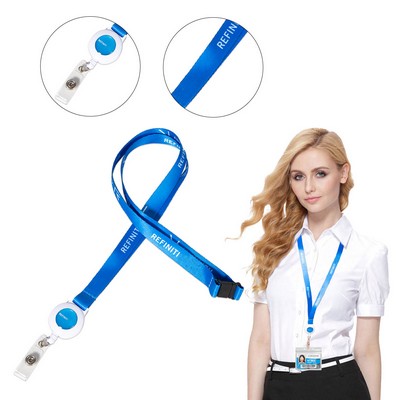 Custom 1/2" Lanyard w/ Retractable Badge Reel & Safety Breakaway