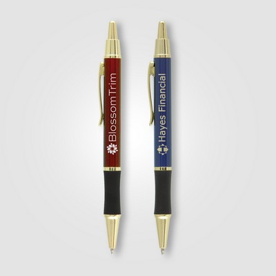 Matrix Grip Pen w/ Gold Top & Accents - Laser Engraved Metal Pen