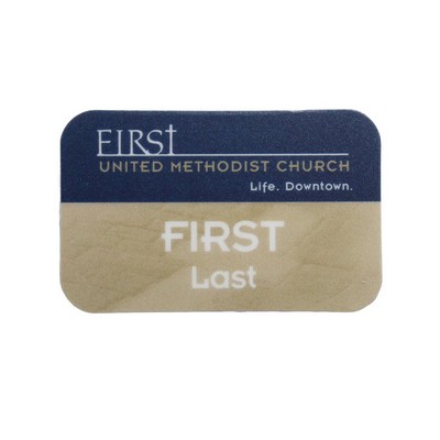 Full Color Name Badge W/Personalization Rectangle W/Rounded Corners (2.125"X3.375")