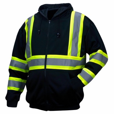 Pyramex Black Reflective Premium Zipper Sweatshirt - Class 1