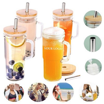 24oz/700ml Glass Cup Coffee Beer Mug with Handle