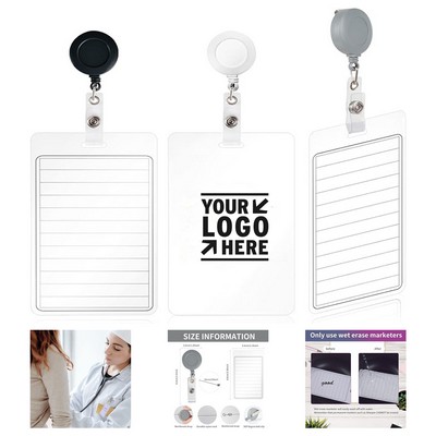 3 x 5 Inch Erasable Notepad Badge with Retractable Clip