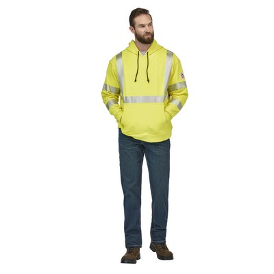 Bulwark® Men's Fleece FR Hi-Visibility Pullover Hooded Sweatshirt