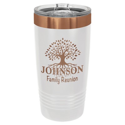 PC 20 oz. White/Rose Gold ION-Plated Ringneck Tumbler