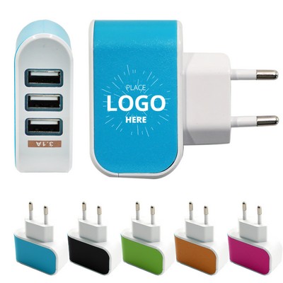 3-Port Glowing USB Travel Charger