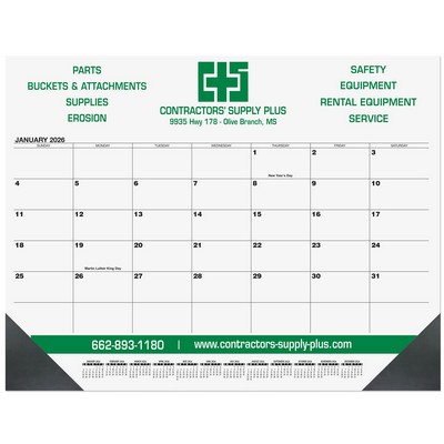Black 13-Month Calendar Desk Pad w/One Color Imprint (21¾" x 17")