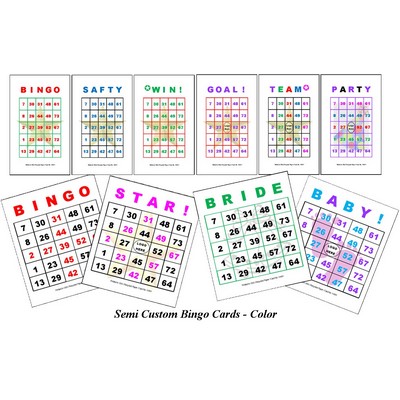 Semi Custom Bingo Game Cards - Color (8.50"x11")