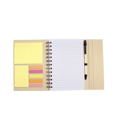 Spiral Notebook with Sticky Notes and Pen