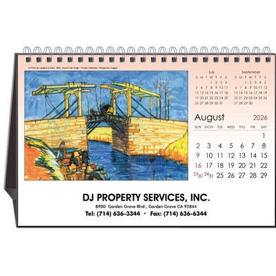 Art Gallery 2026 Desktop Calendar w/Full Color Hardboard Easel