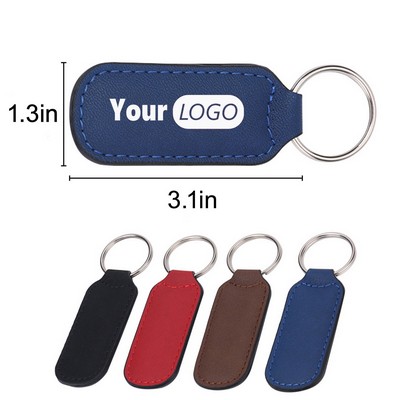 Rectangular PU Leather Keychain