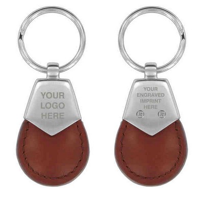 Brown Synthetic Leather Key Chain with Satin Metal (Domestic Production)