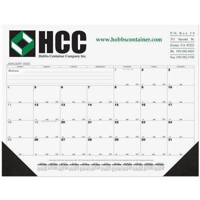 Black Calendar Desk Pad w/Two Color Imprint & 13 Sheets (21¾" x 17")