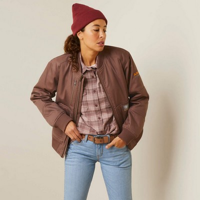 Ariat® Women's Peppercorn Purple Rebar® DuraCanvas™ Bomber Jacket
