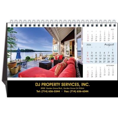 Home Design 2026 Desktop Calendar w/Foil Stamped Hardboard Easel