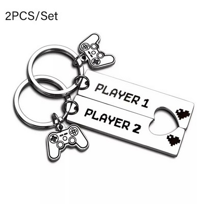 Funny Game 1 Player 2 Matching Keychain Gift
