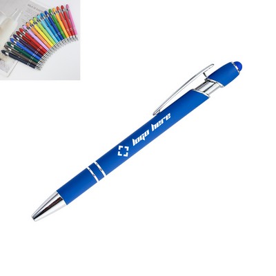 Rubberized Soft Touch Ballpoint Pen With Stylus