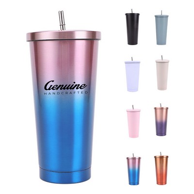 24oz Stainless Steel Tumbler with Lid and Straw