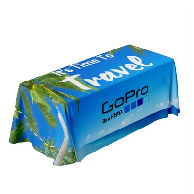 8 ft Full-Length 4-Sided Tablecloth – Full-Color Dye Sublimation on 250GSM Tricot Fabric