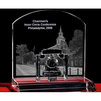 Crystal Liberty Bell Award w/HD Philadelphia Scenery