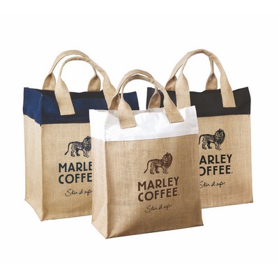 Mini Jute Bag with Colored Cotton Trims