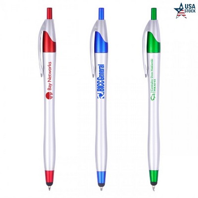 Retractable ballpoint pen with stylus