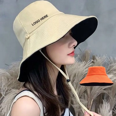 Summer Casual Wide Brim Cotton Bucket Hat