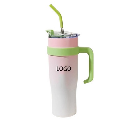 42Oz Gradient Pink Jumbo Insulated Tumbler W/ Straw
