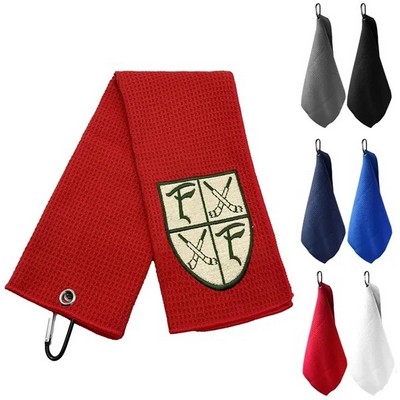 Microfiber Waffle Golf Towel with Carabiner