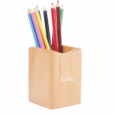 Wooden Desk Pen Holder