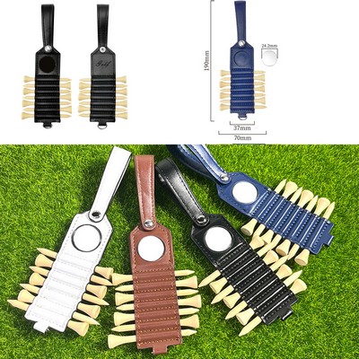 Golf Tees Bag, PU Leather Golf Tee Holder Carry Pouch Waterproof Golf Tees Bag Pouch 7 Slots Display