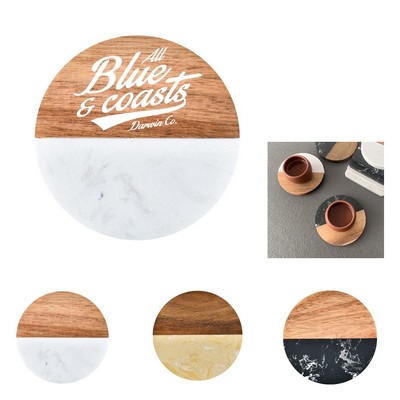 Handcrafted Marble and Acacia Wood Coaster