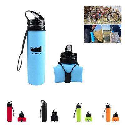 20 Oz Silicone Foldable Folding Sports Bottle