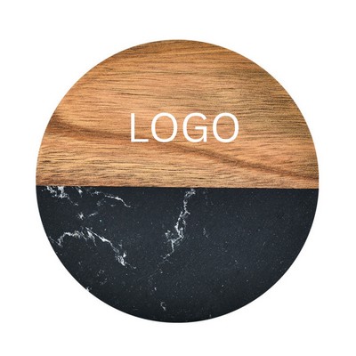 Round Marble Acacia Wood Drinks Coaster