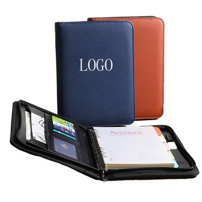 Zippered Business Padfolios W/ Loose-Leaf Notebook