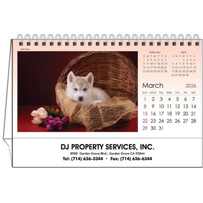 Puppy Love 2026 Desktop Calendar w/Flexible Easel