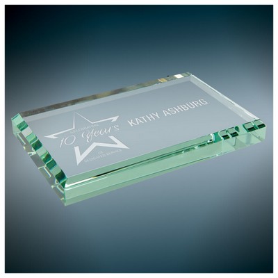 4" x 2.5" x.5" Jade Glass Paperweight