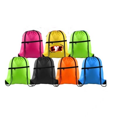 Drawstring Backpack with Front Pocket
